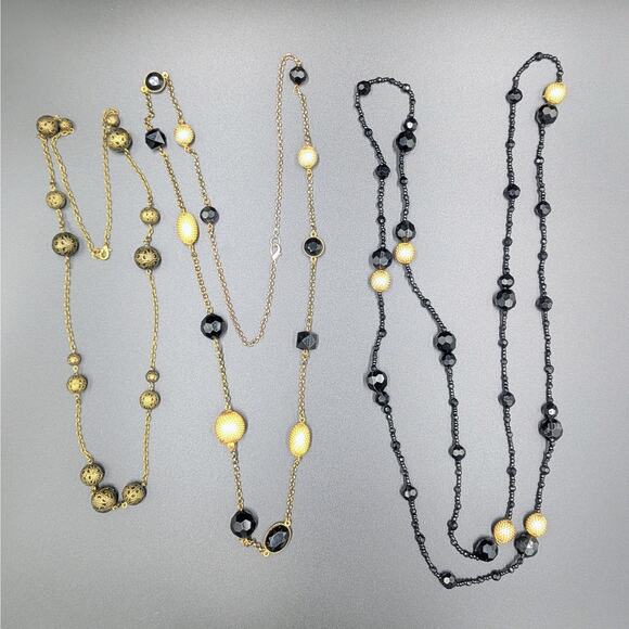 Vintage Inspired Black Faceted & Gold Tone Jewelry Lot – 7 Pieces - Picture 2 of 3